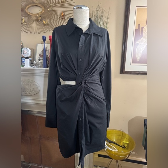 MINKPINK Allegra Twist Shirt Dress in Cotton black size L - Picture 6 of 16